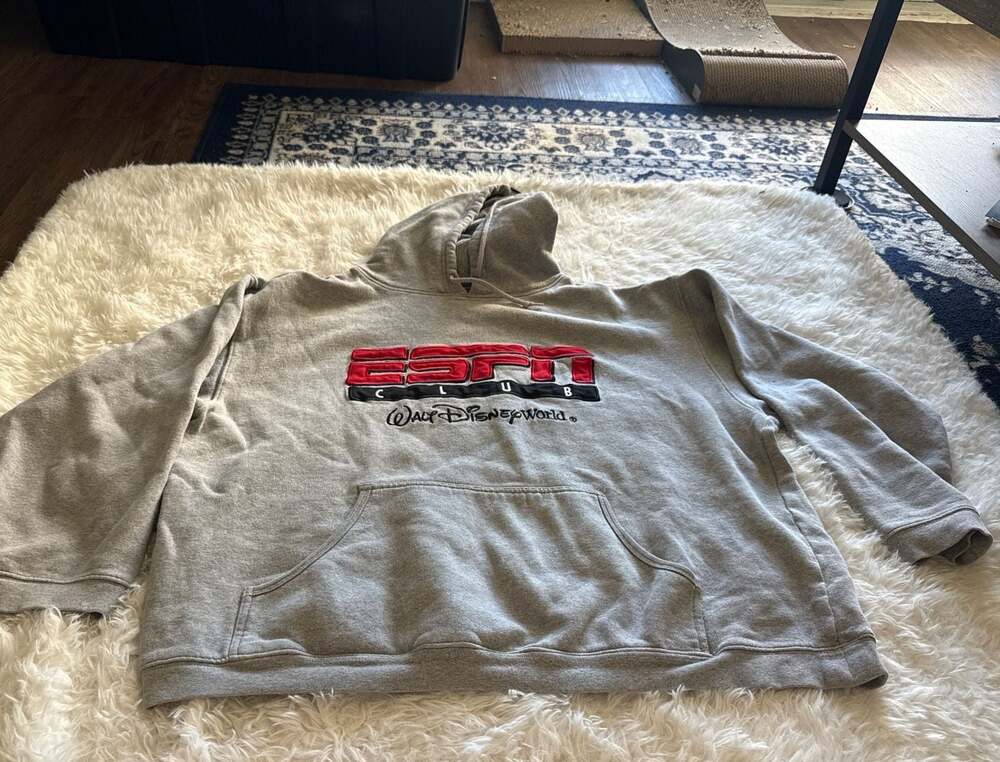 Vintage‎ ESPN Club Walt Disney World Gray Embroidered Hoodie L